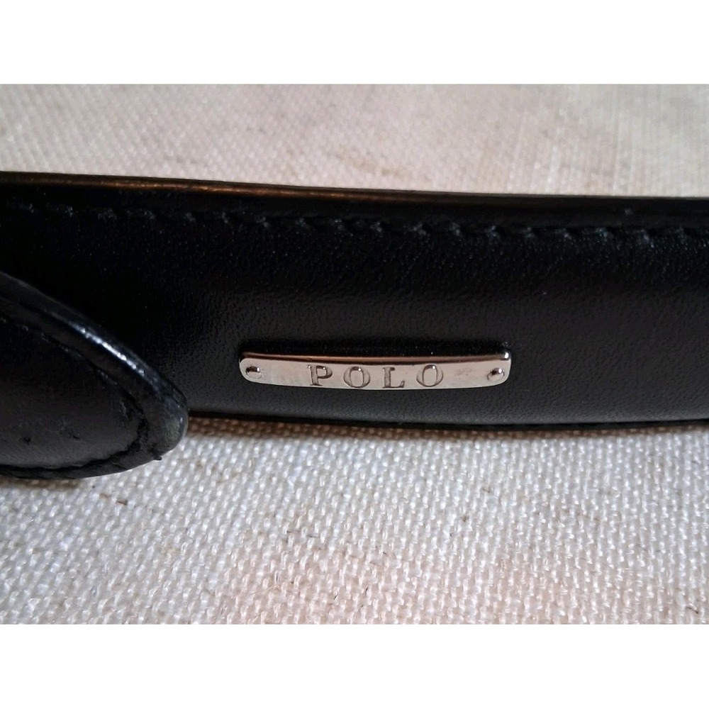 Polo Ralph Lauren Mens Black Italian Leather Dress Belt Silver Buckle 40 100